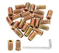 QUARKZMAN 25pcs Inserts d'Écrou UNC1/4-20 à Entraînement Hexagonal, Insert Fileté pour Bois 20mm, Goujons Filetés en Acier au Carbone, Connecteur de Fixation Écrou à Visser avec oré