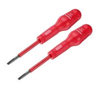 QUARKZMAN 2Pcs 1000V Tournevis Électrique Magnétique Isolé à Fente 5mm x 75mm CR-V Tournevis à Tête Plate pour Électriciens, Rouge