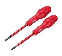 QUARKZMAN 2Pcs 1000V Tournevis Électrique Magnétique Isolé à Fente 6mm x 100mm CR-V Tournevis à Tête Plate pour Électriciens, Rouge
