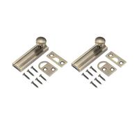 QUARKZMAN 2Pcs 2" Verrou De Surface En Laiton Massif, Verrou Coulissant De Sécurité Dissimulé Pour Porte Avec Vis, Verrou Pour Porte Française Brossé Pour Placard Armoire Portes Encastrées,