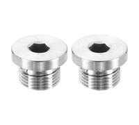 QUARKZMAN 2Pcs 304 Inox Acier Tuyau Bouchon Raccord M18x1,5 Métrique Mâle Filetage Intérieur Hexagonal Tête Bouchon Hexagonal Tête Bonde Bouchons Raccords avec Joint Bague