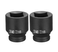 QUARKZMAN 2Pcs 4 Pointe Douille Carrée 1/2" Drive 22mm Douille à Choc Carrée Métrique CR-MO Douilles de Roue Standard Noircissantes Outil de Douille Pneumatique pour Réparation Automobile