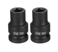 QUARKZMAN 2Pcs 4 Pointe Douille Carrée 1/2" Drive 9mm Douille à Choc Carrée Métrique CR-MO Douilles de Roue Standard Noircissantes Outil de Douille Pneumatique pour Réparation Automobile