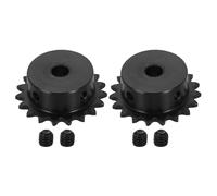 QUARKZMAN 2Pcs 8mm Alésage 41.5mm OD Pignon De Chaine ANSI #25 Noir | Trou Rond Avec Vis De Blocage, Acier Carbone C45, 19 Dents, Pour Chaine ISO 04C, Pignon De Chaine #25
