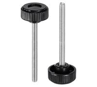 QUARKZMAN 2Pcs Boutons De Serrage Moletés Vis À Main M8 X 100mm Filetage Mâle Métrique 38mm Tête Ronde En Plastique Tige En Acier Au Carbone Bouton Fileté Vis À Main Poignée Vis De Serrage