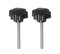 QUARKZMAN 2Pcs Boutons Étoiles M8 x 80mm Tige Filetée en Acier Inoxydable 304 Tête en Plastique à 6 Branches à Visser à la Main Poignée de Serrage de Bouton de Gabarit, Noir