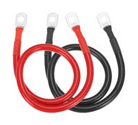 QUARKZMAN 2PCS Cable De Batterie 6 AWG, 1.5ft Cables De Batterie Onduleur en Cuivre Naturel avec Terminaux A Anneau 5/16" pour Marine Solar Boat Car RV, Rouge Noir