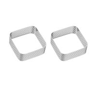 QUARKZMAN 2pcs Cercles à Gâteau Perforés 1.97" Carrés Cercle à Tartelette | Antiadhésif Poli, Cercle à Mousse Épais, en Acier Inoxydable, Outil de Pâtisserie pour Gâteaux Desserts Français Fruits