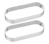 QUARKZMAN 2pcs Cercles à Gâteau Perforés 5,51" en Acier Inoxydable Ovale, Cercle à Tartelette Antiadhésif Poli, Cercle Épaissi pour Mousse à Gâteau, Outils de Pâtisserie pour Gâteau