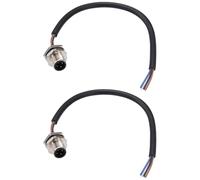 QUARKZMAN 2Pcs Connecteur Aviation Femelle M12 4 Broches, 0.8ft Adaptateur Electrique Femelle A Montage Panneau Cordset 250V 4A