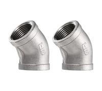 QUARKZMAN 2Pcs Coude 45 Degrés Fonte Raccord Tuyau NPT 1" Femelle Acier Inox 304, Filetage pour Applications Plomberie Eau Applications Carburant air et plomberieerie