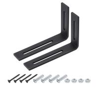 QUARKZMAN 2pcs Équerre de Fixation en L Ajustable Acier 100x150x30mm, Noir | Support Équerre d'Angle à Joint Rainuré avec Vis pour Fixation Meubles Étagères Armoire
