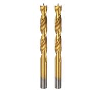 QUARKZMAN 2Pcs Foret Hélicoïdal à Pointe de Centrage 11mm(7/16") Dia Tige Droite Foret Hélicoïdal Métrique à Pointe de Centrage en Spirale pour Menuisier Bois Plastique Caoutchouc, Doré