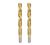 QUARKZMAN 2Pcs Foret Hélicoïdal à Pointe de Centrage 12,5 mm (31/64") Dia Tige Droite Foret Hélicoïdal Métrique à Pointe de Centrage en Spirale pour Menuisierie Plastique Caoutchouc, Doré