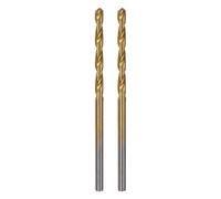 QUARKZMAN 2Pcs Foret Hélicoïdal à Pointe de Centrage 2,5mm Dia Foret Hélicoïdal Droit à Tige Ronde Métrique Forets Hélicoïdaux à Pointe Centrage en Spirale pour Menuisier Plastique, Doré