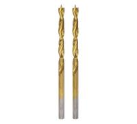 QUARKZMAN 2Pcs Foret Hélicoïdal à Pointe de Centrage 3,5mm Dia mèche Droit à Tige Ronde en Spirale pour Menuisier Travail Bois Plastique, Doré