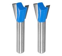 QUARKZMAN 2pcs Fraise à queue d'aronde 1/2" de diamètre 1/4" queue | Carbure de tungstène, 1/4" Degrés, pour Assemblage de Tiroirs et Armoires Menuiserie Fine, Fraise à queue d'aronde