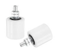 QUARKZMAN 2pcs Galet Guide pour Portail Coulissant 48x50mm, M12 Roulette Nylon Guide au Sol pour Porte Grange Coulissante, Roue Universel avec Roulement à Billes Scellé pour Portail, Blanc