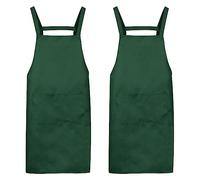 QUARKZMAN 2pcs H Style Tablier Cuisine Cuisine Tabliers art Peinture Tablier avec 2 Poches pour Maison Cuisine Restaurant Artisanat Jardin Cuisine, Foncé Vert