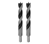 QUARKZMAN 2Pcs Mèches de Perçage Pointe Brad 15mm (38/64") Dia Tige Droite Ronde Mèche Métrique Pointe Brad 3,9" Profondeur de Perçage Mèches en Spirale pour Menuisier Bois