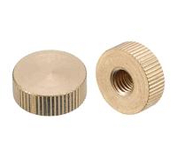 QUARKZMAN 2pcs Moleté Pouce Écrous M10 x D20mm x H7mm Laiton | Moleté Écrou Plat Tête Aveugle, Trou Verrouillage Réglage Écrous pour 3D Imprimante Pièces