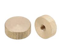 QUARKZMAN 2pcs Moleté Pouce Écrous M6 x D20mm x H7mm Laiton | Moleté Écrou Plat Tête Aveugle, Trou Verrouillage Réglage Écrous pour 3D Imprimante Pièces