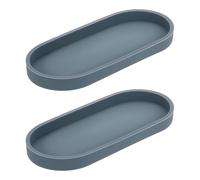 QUARKZMAN 2Pcs Plateau De Salle De Bain, 9.8" x 4" Plateau Ovale en Silicone pour Distributeur De Savon, Plateau De Rangement Incassable pour Évier De Cuisine pour Savons Clés, Gris