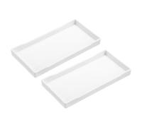 QUARKZMAN 2Pcs Plateau de Service Petit Blanc Mini Plateau 4" x 8" | Plateau Rectangulaire en Plastique, Plateaux de Service en Bois Décoratifs, pour Cuisine Salle de Bain