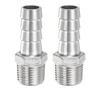 QUARKZMAN 2Pcs Raccords Cannelé en Acier Inox 16mm Cannelé x 1/2" PT Mâle | Raccord de Tuyau Fileté Embout Raccords à Compression Coupleur Filetage Connecteur Adaptateur pour Eau Carburant Air