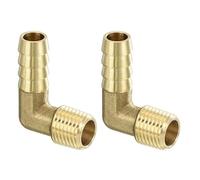 QUARKZMAN 2Pcs Raccords de Tuyau en Laiton 3/8" OD Barb x 1/4" Mâle NPT | Embout de Tuyau en Laiton 90 Degré Raccord Cannelé Pour Air Eau Carburant Pneumatique Connecteur Adaptateur pour la Connexion