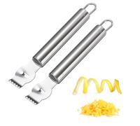 QUARKZMAN 2Pcs Râpe À Zeste De Citron, Râpe À Agrumes en Acier Inoxydable avec Crochet De Suspendu Lame Canelée pour Garnitures De Cocktail Bar Cuisine, Argent