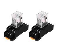QUARKZMAN 2Pcs Relais Electromagnetique AC 220V, Relais A Bobine De Puissance 11 Broches 5A Avec Indicateur LED Et Base De Socle DPDT 3NO 3NC - MY3NJ Pour Applications Industrielles