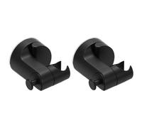 QUARKZMAN 2Pcs Support De Douche À Ventouse, Support Réglable Pour Pommeau De Douche Avec Crochet Support Murale Rond Amovible Sans Percage Pour Salle De Bain Hôtel Appartement, Noir