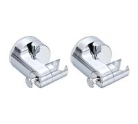 QUARKZMAN 2Pcs Support De Douche À Ventouse, Support Réglable Pour Pommeau De Douche Avec Crochet Support Murale Amovible Sans Percage Pour Salle De Bain Hôtel Appartement, Argenté