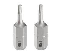 QUARKZMAN 2pcs T8H Embout de Tournevis Torx 1/4" Tige Hexagonale 25mm/1" Longueur Magnétique Tête Étoile à 6 Pans Acier S2 Embout de Tournevis avec Trou