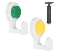 QUARKZMAN 2Pcs Ventouses À Crochet Sans Perçage Avec Pompe À Air, Porte-Serviettes Réutilisable Pour Cuisine Salle De Bain Mur Douche Serviette Éponge Peignoir Vêtements, Vert, Jaune