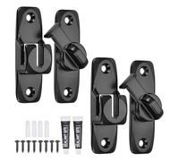 QUARKZMAN 2Pcs Verrou De Porte D'Étable, Verrou Coulissant De Sécurité En Alliage D'Aluminium À Bascule 90/180 Degrés Avec Vis & Adhésif Sans Clous Pour Jardin Salle De Bain Garage, Noir