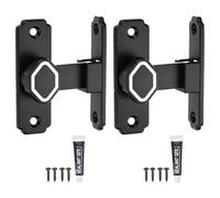 QUARKZMAN 2Pcs Verrou Pour Porte Coulissante, Verrou À Bascule 90 Degrés, Loquet De Sécurité En Alliage D'Aluminium Avec Vis & Adhésif Sans Clous Pour Jardin Salle De Bain Garage, Noir
