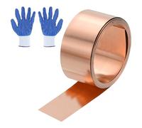 QUARKZMAN 3.28ft Rouleau De Feuille De Cuivre, 1000x15x1mm Bande De Cuivre naturele Rouleau De Solin Plaque De Métal Feuille Avec Gants Imperméable Pour Toiture Réparation Maison Projets DIY