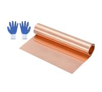 QUARKZMAN 3.28ft Rouleau De Feuille De Cuivre, 1000x200x0.03mm Bande De Cuivre naturele Rouleau De Solin Plaque De Metal Feuille Avec Gants Etanche Pour Toiture Reparation Maison Projets DIY
