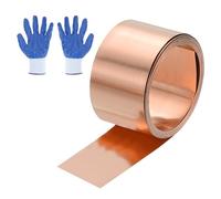 QUARKZMAN 3.28ft Rouleau De Feuille De Cuivre, 1000x20x1mm Bande De Cuivre naturele Rouleau De Solin Plaque De Metal Feuille Avec Gants Etanche Pour Toiture Reparation Maison Projets DIY