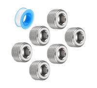 QUARKZMAN 3/8"NPT Interne Hex Filetage Inox Acier Argent 6pcs | Douille Tuyau Bouchon avec PTFE Ruban Mâle Filetage Tuyau Capuchon