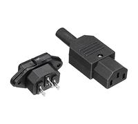 QUARKZMAN 3 Pack AC250V 10A 3 Broches Prise Adaptateur Connecteur IEC320 | 1 Pack pour Alimentation Connexion, C13 Femelle, et IEC C14 Panneau Montage Prise Adaptateur avec Couvercle