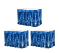 QUARKZMAN 3 Pcs 29x108 Pouces Bleu Jupes de Table à Franges en Feuille Métallique, pour Tables Rectangulaires, Rideau d'Arrière-Plan pour Décoration de Mariage, Fête d'Anniversaire