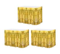 QUARKZMAN 3 Pcs 29x108 Pouces Or Jupes de Table à Franges en Feuille Métallique, pour Tables Rectangulaires, Rideau d'Arrière-Plan pour Décoration de Mariage, Fête d'Anniversaire