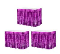 QUARKZMAN 3 Pcs 29x108 Pouces Rose Rouge Jupes de Table à Franges en Feuille Métallique, pour Tables Rectangulaires, Rideau d'Arrière-Plan pour Décoration de Mariage, Fête d'Anniversaire