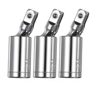 QUARKZMAN 3 Pcs Douille À Cardan Universel 1/4" Drive CR-V Acier Douille À Pivot Impact Universel Pour Wrench Driver Tool, Silver