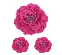 QUARKZMAN 3 Pcs Fleurs De Pivoine Barrette À Cheveux, 4.7 Inch Fleur Artificielle En Tissu Pour Femmes Épingles À Cheveux Corsage DIY Artisanat Vêtements MariageFête, Rose Rouge