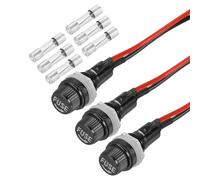 QUARKZMAN 3 Pcs Porte-Fusible À Montage sur Panneau, 10/15A DC 125/250V 5 x 20mm Porte-Fusible À Bornes À Spade Et Capuchon À Vis avec Fils Pré-Soudés Et Fusibles À Tube en Verre