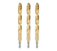 QUARKZMAN 3 Pièces Forets À Torsion Titanium 1/4" Tige Hexagonale | Forets En Acier Rapide, 11mm Diamètre De Perçage, 142mm Longueur, Pour Métal Trempé Acier Inoxydable Fonte Bois Plastique